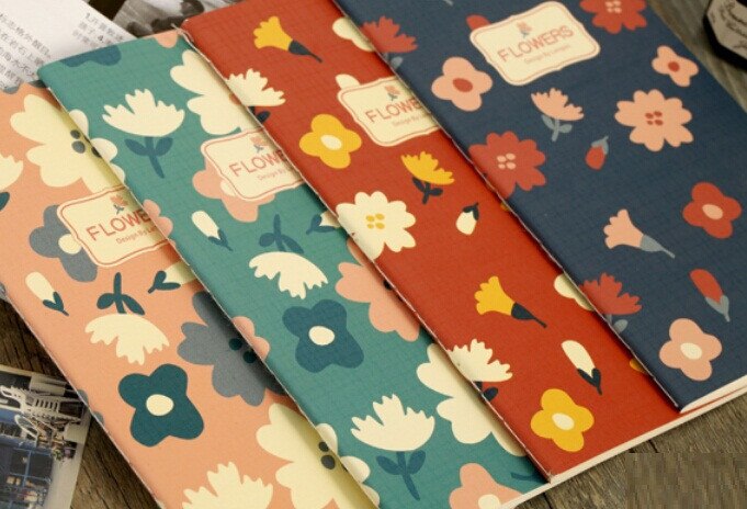 Bloc de notas de bolsillo para diario Vintage, bonito cuaderno en blanco de la serie Flor Retro, para estudiantes, 1 ud./lote