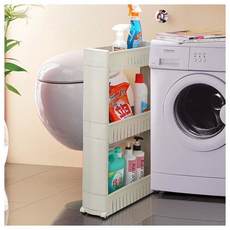 Slim Slide Out Kitchen Trolley Rack Holder Storage Shelf Tower Folding 3 Tire