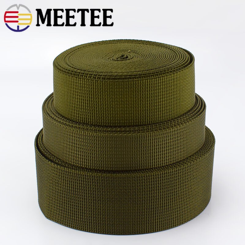 Møde 10 meter 20-50mm armygreen nylon båndbånd beskæring sikkerhedssele rygsæk rem diy taske tøj syemateriale  ap200
