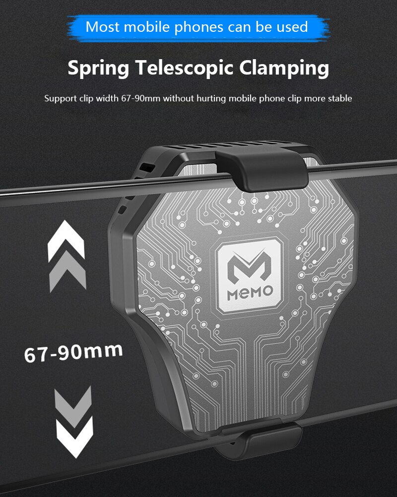 Original funcooling ventilador do radiador portátil ajustável telefone jogo com luz de fundo rgb para iphone xs max/xr/8/7/6 huawei samsung