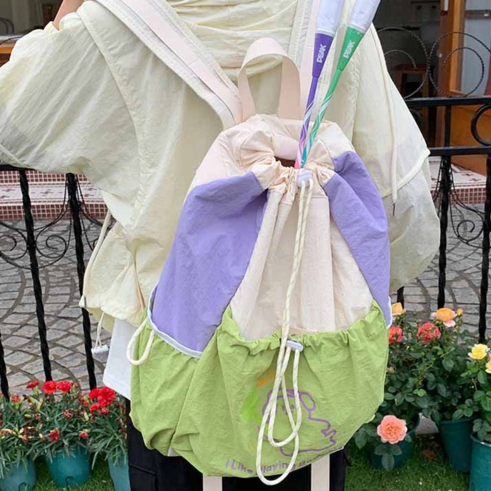 Cartoon Puppy Sport Racket Storage Backpack Lightweight Nylon Fitness Shoulder Bag Badminton Tennis Drawstring Fitness Bag