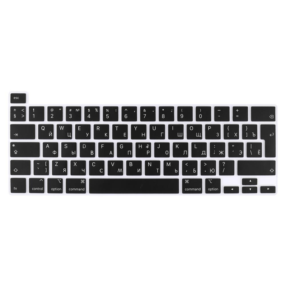 För macbook nyaste pro 13 a2251 a2289 a2338 m1 pro 16 tum  a2141 eu ryska spanska engelska tangentbordsfodral silikonskal: Eu ryska svart