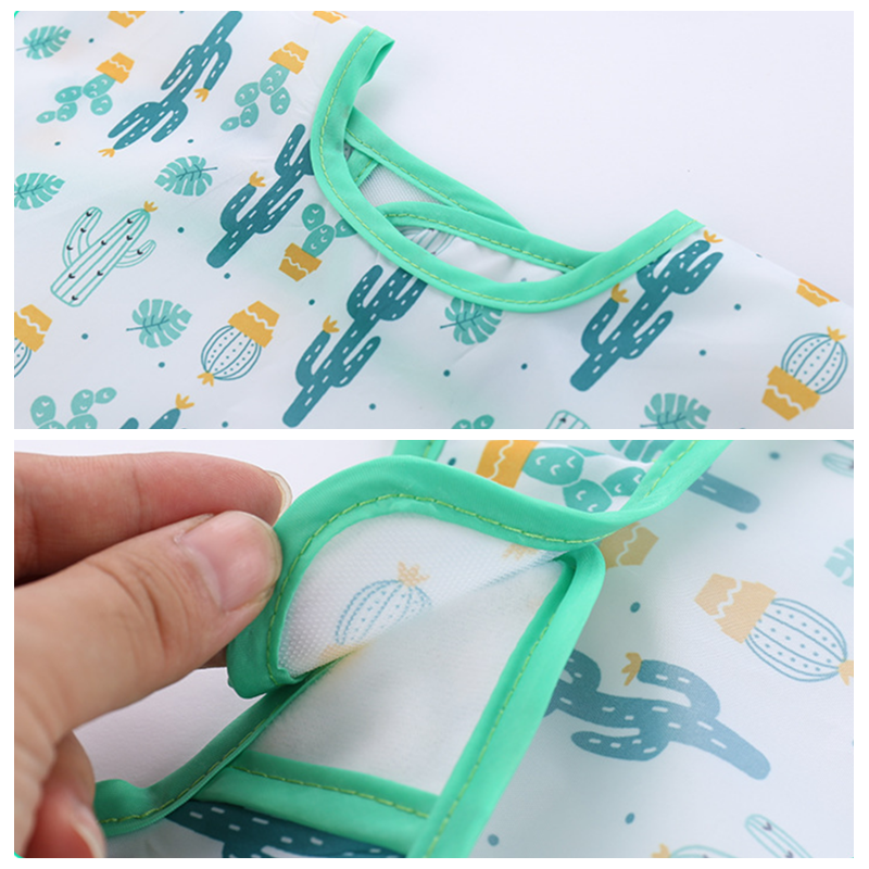 Leuke Cartoon Slabbers Waterdichte Baby Bib Kinderen Lange Mouw Schort Voeden Tekening Art Kiel