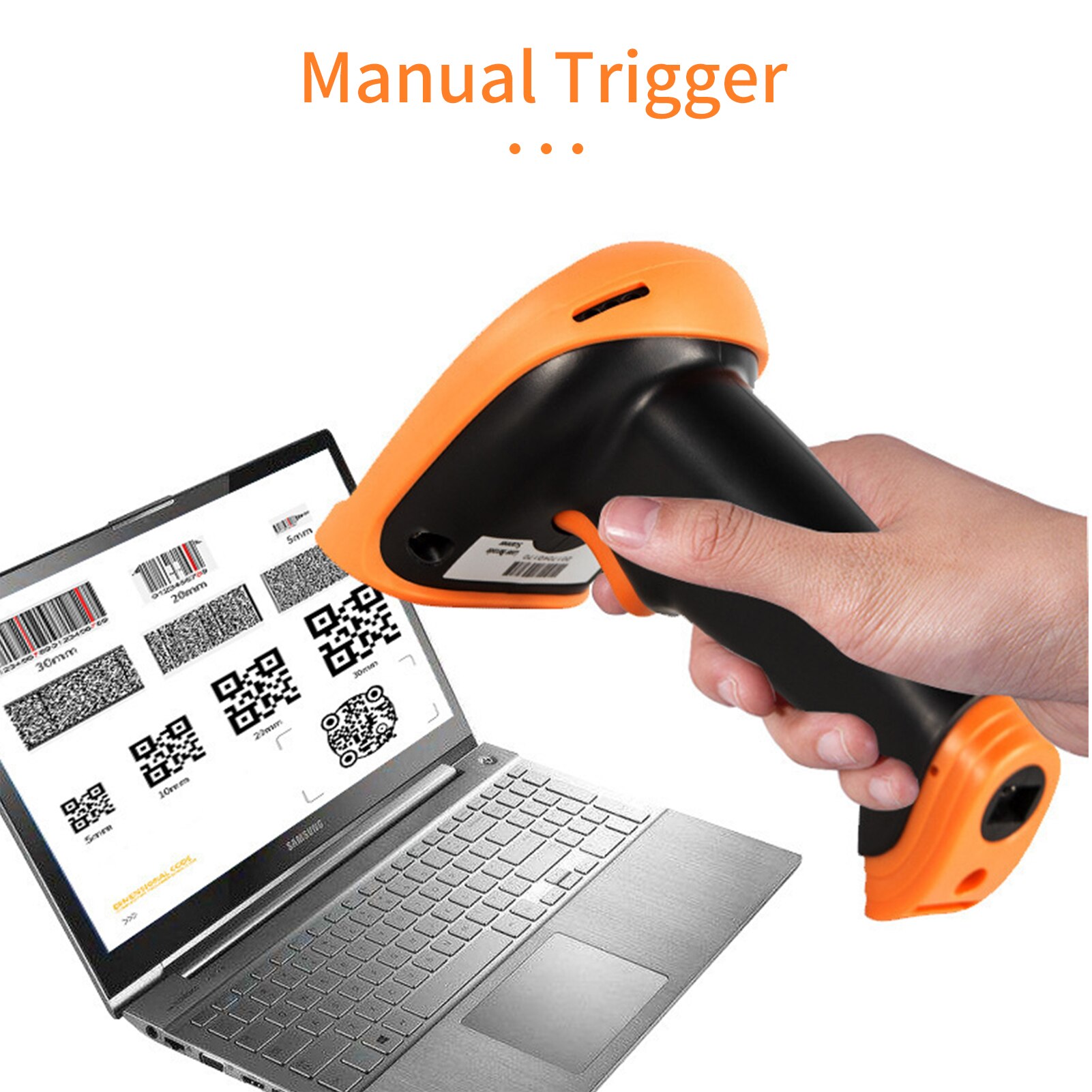 1D 2D Supermarket Handhel Barcode Bar Code Scanner Reader QR 2.4G Wireless &amp; Wired USB Barcode Scanner For Library Warehouse