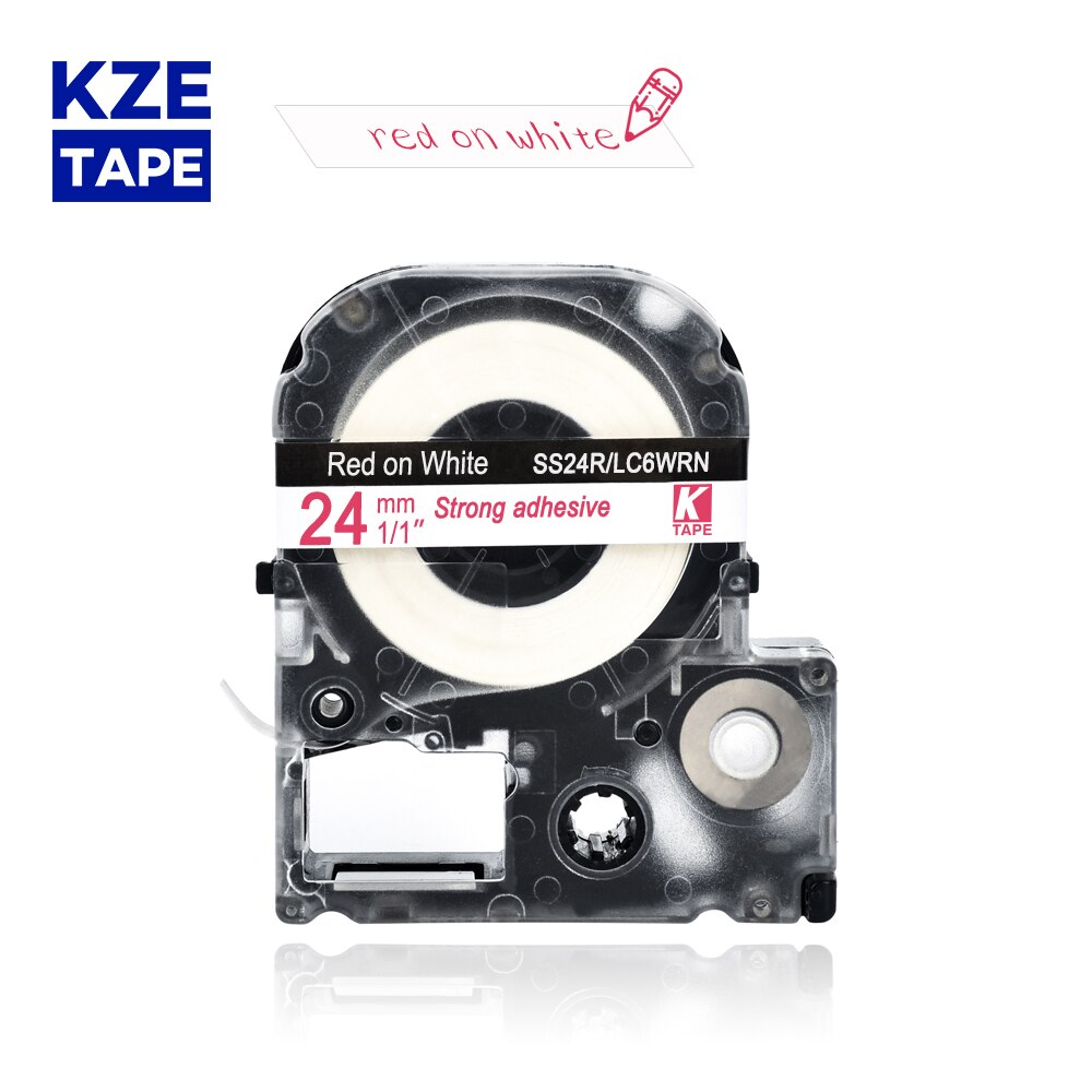 24mm 1pcs Multicolor SS24KW SC24YW SC24RW SD24K ST24KW Label Tapes for Epson Label Printer for KingJim label maker LW-300 LW400: red on white