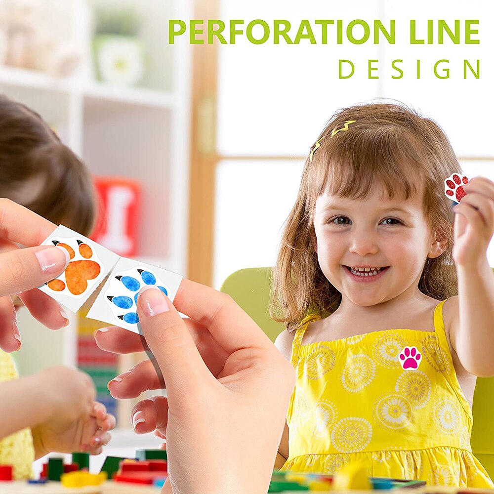 100-500pcs Colorful Paw Print Reward Stickers Dog Cat Bear Paw Labels Stickers for Laptop Teacher Student Scrapbookinng Sticker