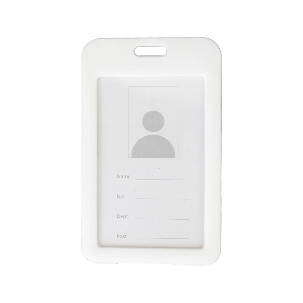 Color ID Card Holder Plastic Badge Holder Name Identification Sleeve Dual Clear Business Exhibition Shell Office school entrance: WHITE