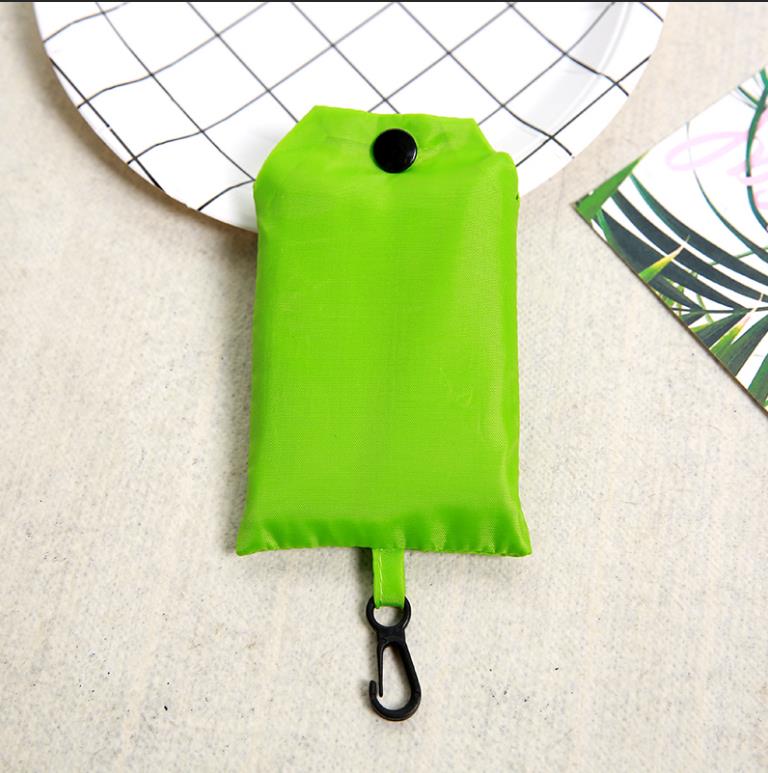 Bolsa de compras de color sólido, ecológica, plegable, reutilizable, portátil, bolso de hombro de poliéster para viajes y comestibles: Verde