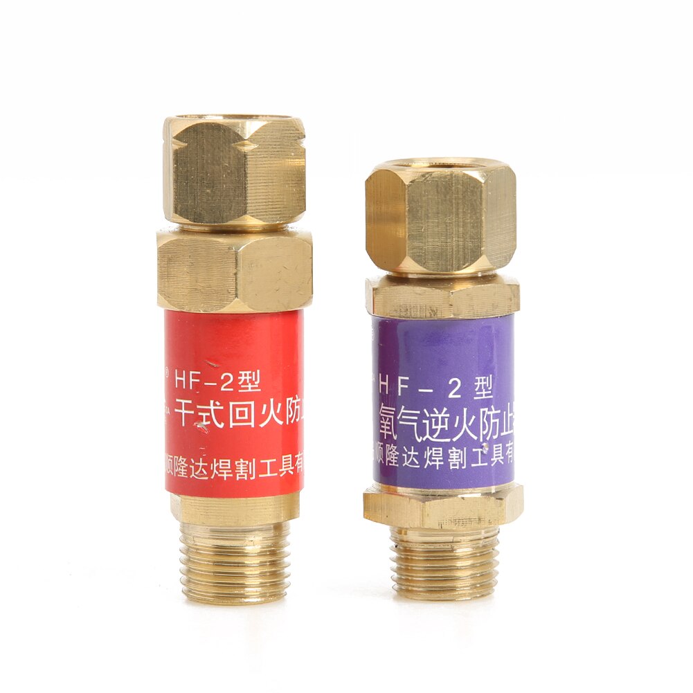 2Pcs Pipe Flashback Arrestors Acetylene Propane Liquefied Gas Oxygen Fuel Check Safety Valve Flame Buster Fireback Preventer