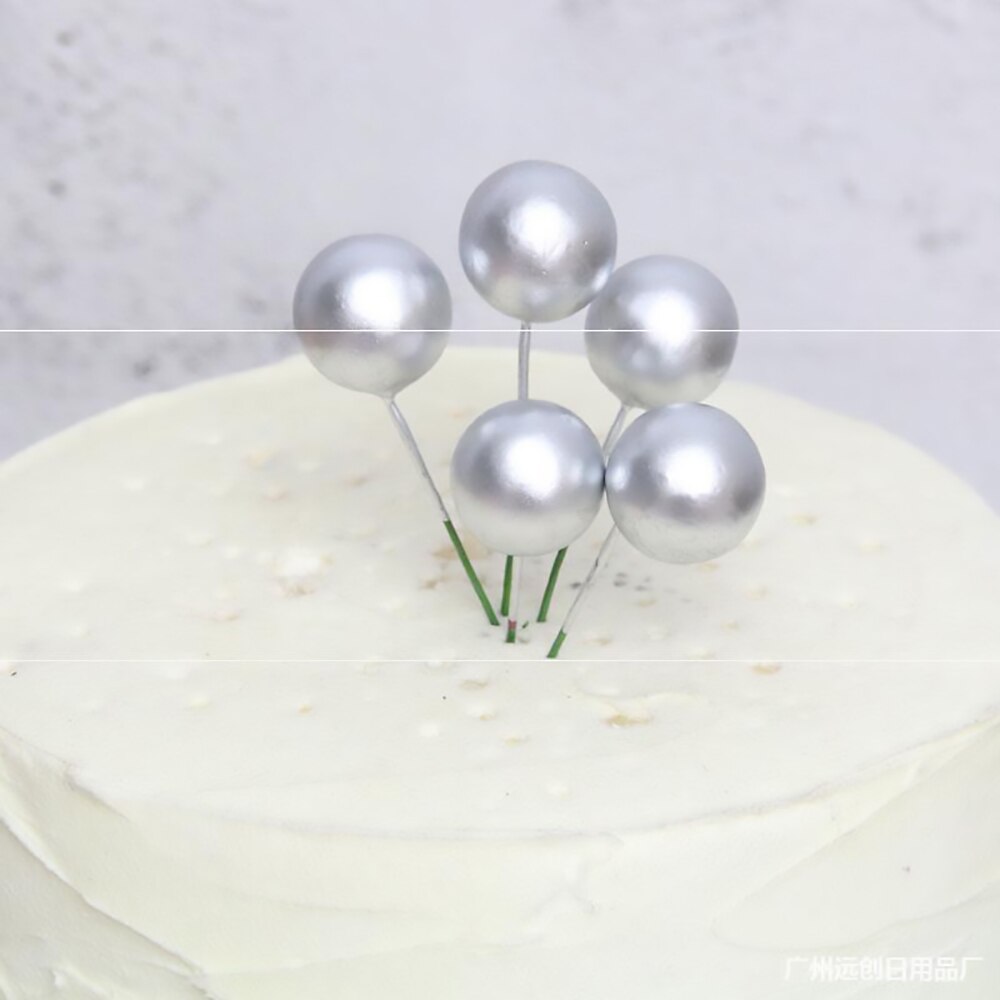 20 pçs bola de metal bolo topper criativo diy decoração do bolo para a festa de aniversário do casamento decorações ouro prata azul rosa cupcake topper: silver