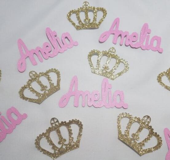 Personaliseer naam, nummer, prinses of prins, verjaardagsfeest, confetti, babyshower, tafeldecoratie, doop, doopbedankjes