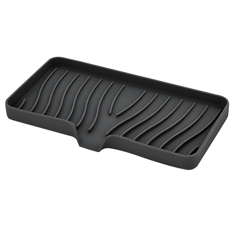 Caja de jabón de drenaje de silicona, soporte de esponja, bandeja de fregadero antideslizante, mesa de lavado creativa, bandeja de jabón para fregadero de cocina, escurridor de baño: Gris oscuro
