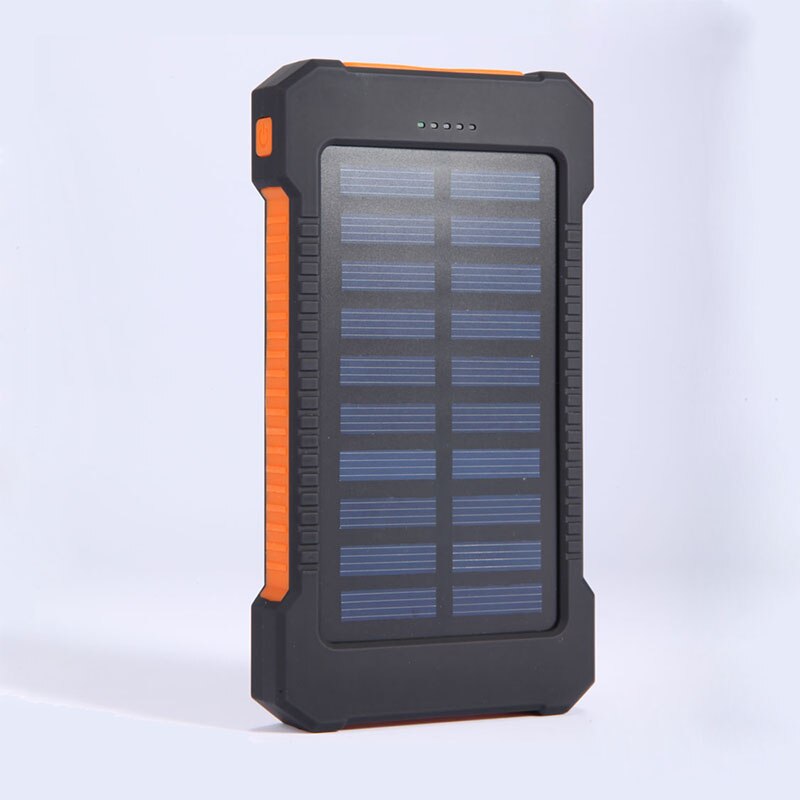 Draagbare Zonne-energie Bank 20000 mah Waterdichte Externe Batterij Backup Powerbank 20000 mah Telefoon Batterij Oplader LED Pover Bank: Orange