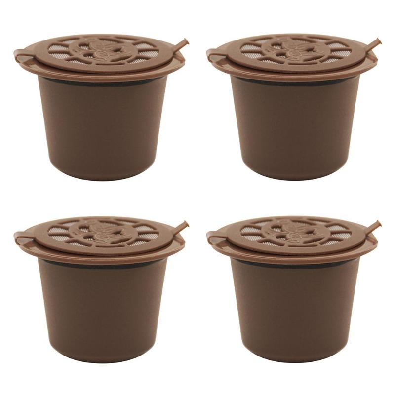 4 stks/set Herbruikbare Koffie Capsule Filter Shell voor Nespresso Machine Cup Hervulbare Koffie Druppelaar Thee Manden Herbruikbare: Bruin