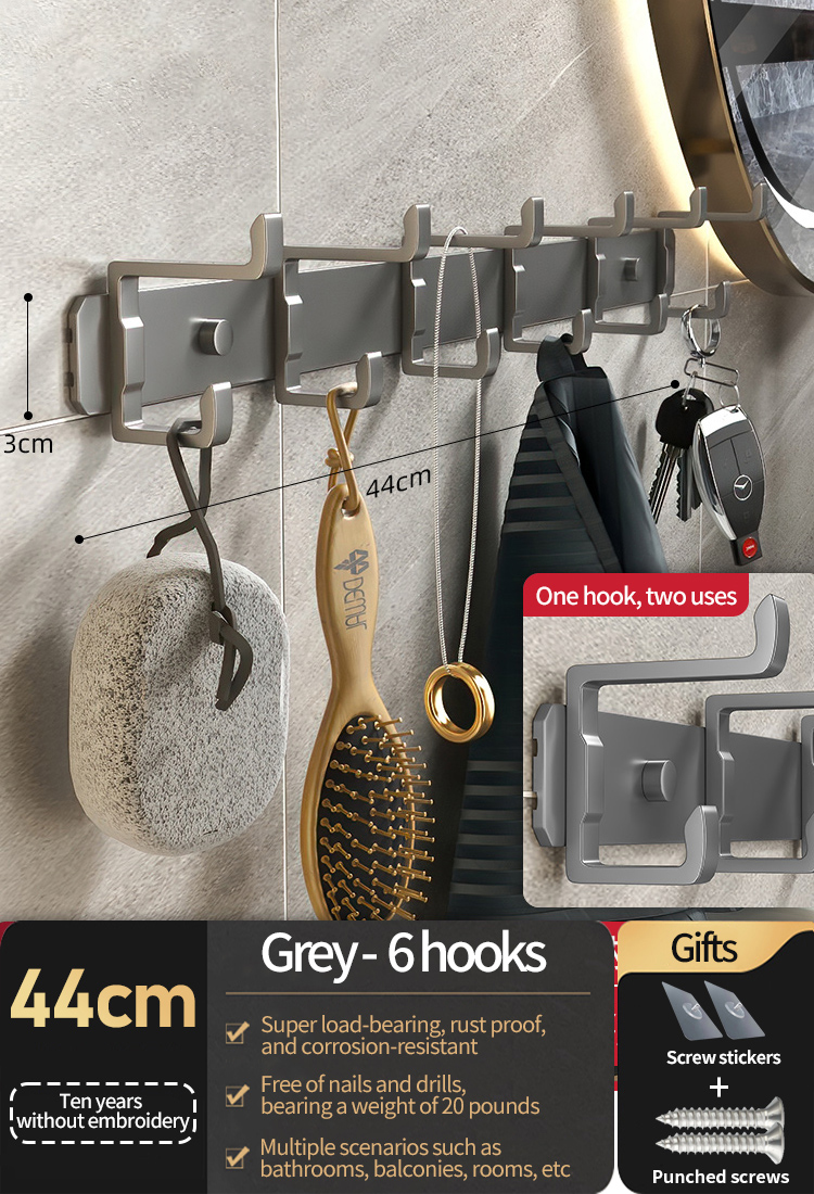 Geen noodzaak om de haak achter de deur te boren, opberghangers, jas- en hoedenhaken, hangers, slaapkameropbergrekken, keukenhaken: Rood