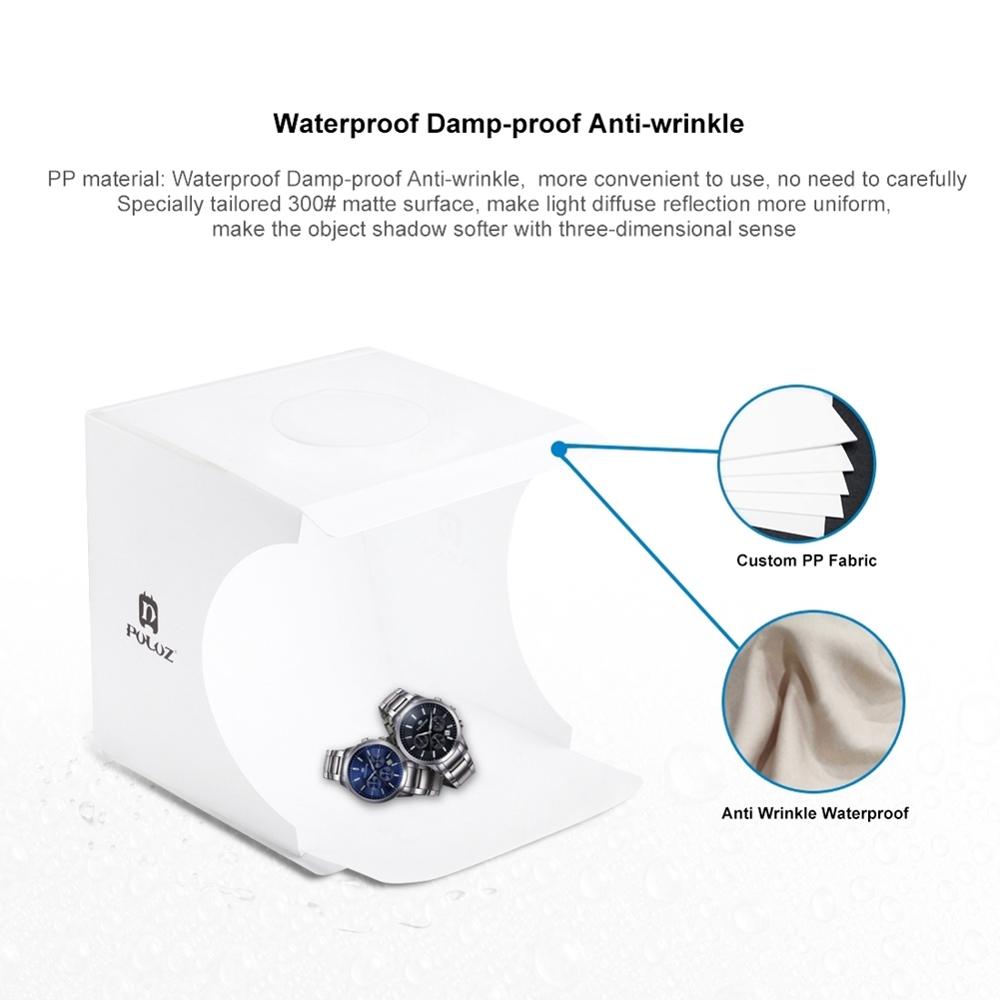 Puluz boîte à lumière avec anneau LED, Mini Studio Photo de 20cm, Kit de tente de prise de vue, 6 arrière-plans de couleurs