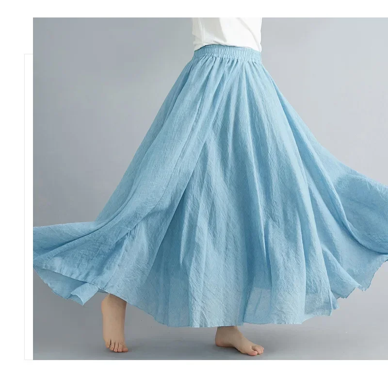 Clothes Women Clothing Skirts Vintage Y2k Streetwear Bohemian Cotton Linen Casual Vestido De Festa Long Skirt