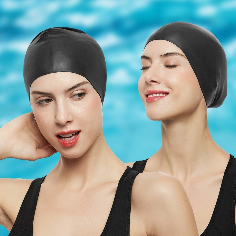 1pc Women Swimming Caps Silicone Gel Ear Protection Long Hair Waterproof Swim Caps for Women Men Swimming Diving Hat Cover