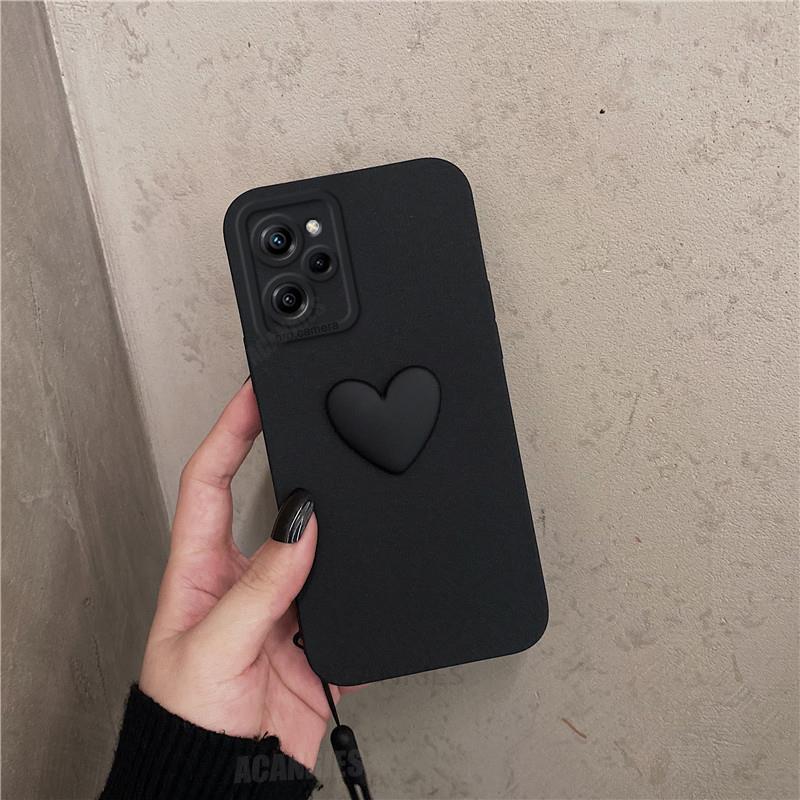 Pocox5pro lindo 3D amor corazón funda de silicona para Xiaomi Mi Poco X5 Pro X 5 X5pro X3 cordón correa de muñeca cubierta