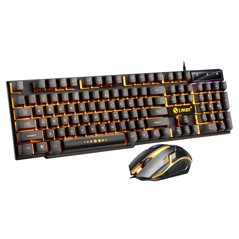 USB Wired Gaming Keyboard Mouse Set PC Rainbow Colorful LED Illuminated Backlit Gamer Gaming Mouse and Keyboard Kit Home Office: 04
