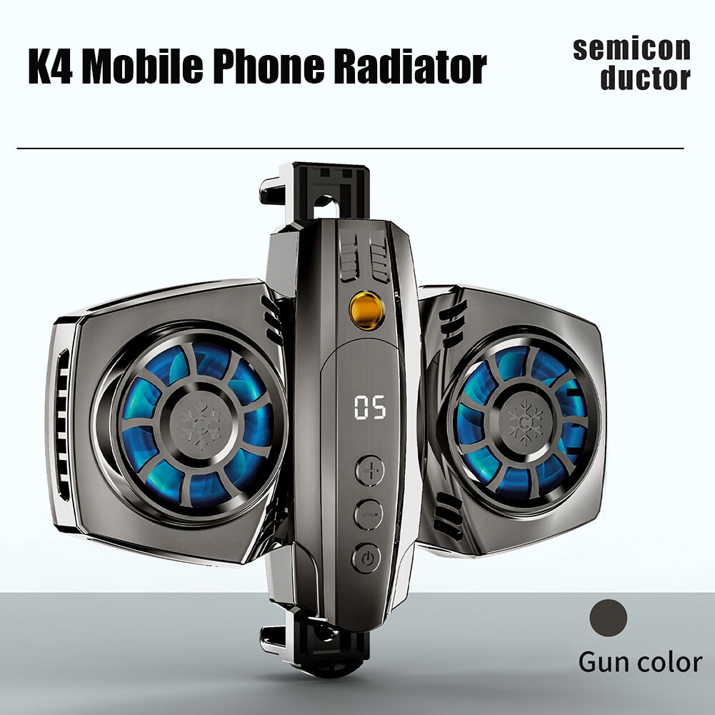 K4 Mobiele Telefoon Radiator Met Smartphone Temperatuur Display Dual Cooling Fan Mobiele Telefoon Koeler Voor Huawei Iphone Xaiomi Samsung: Gun Color