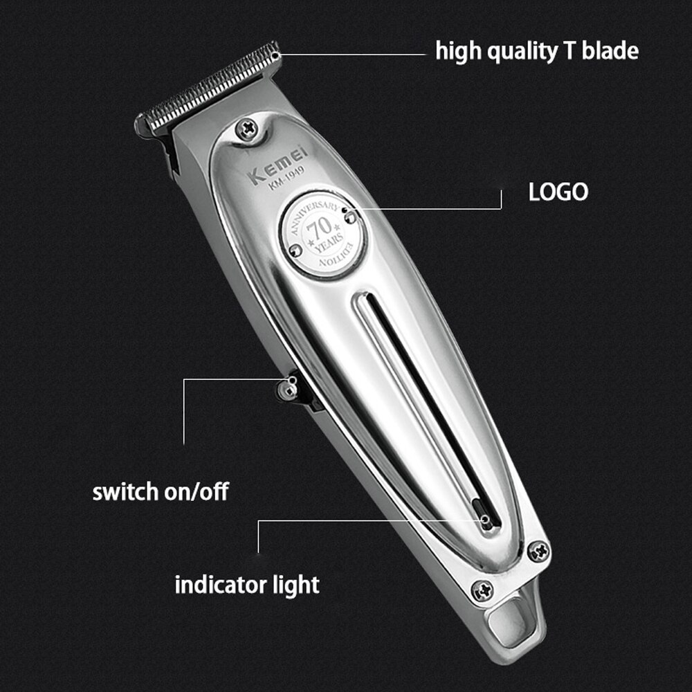 Hair Clipper All Metal Men Electric Cordless Hair Trimmer for barber 0mm Baldheaded T Blade Finish Haircut Machine
