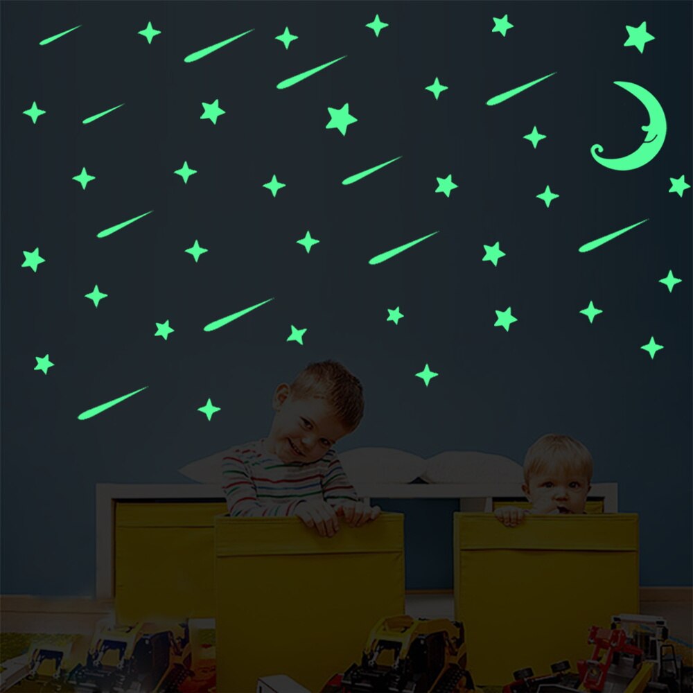 Maan Meteor Muursticker Golw In Het Donker Decor Voor Kinderkamer Nursery Koelkast Gloeiende Decals Peel & stok Behang