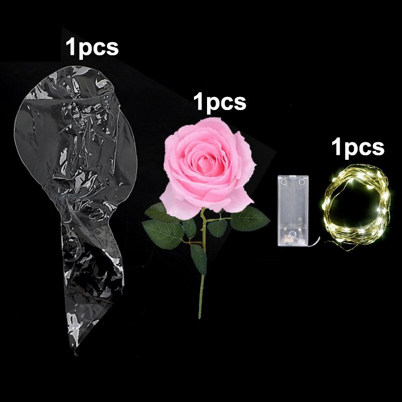Kit de Globos Led transparentes, globo de burbujas de cuello ancho con luces, accesorios de flores para boda, decoración de PVC: light pink