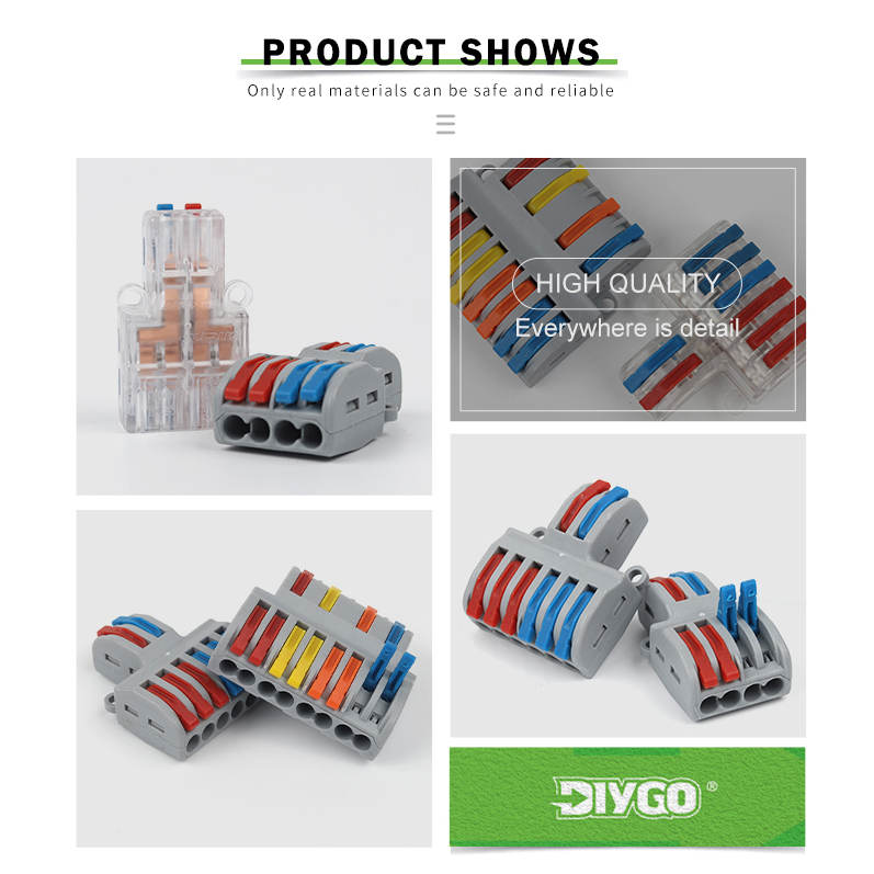 Quick Compact Splitter Electrical Cable Connectors SPL Spring Spliced Conductor Termianl Block plug-in Junction Box AWG 28-12