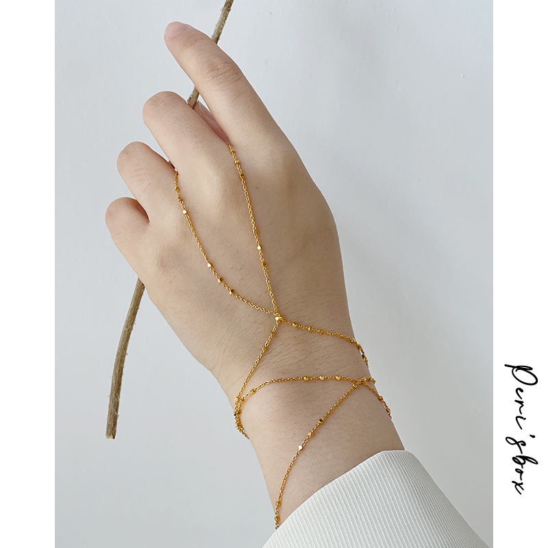 per'sBox Squisito braccialetto con catena di perline colore oro da dito al polso Bracciale Vintage ▾ regolabile avvolgente attorno al schiavo Gioielli a strati