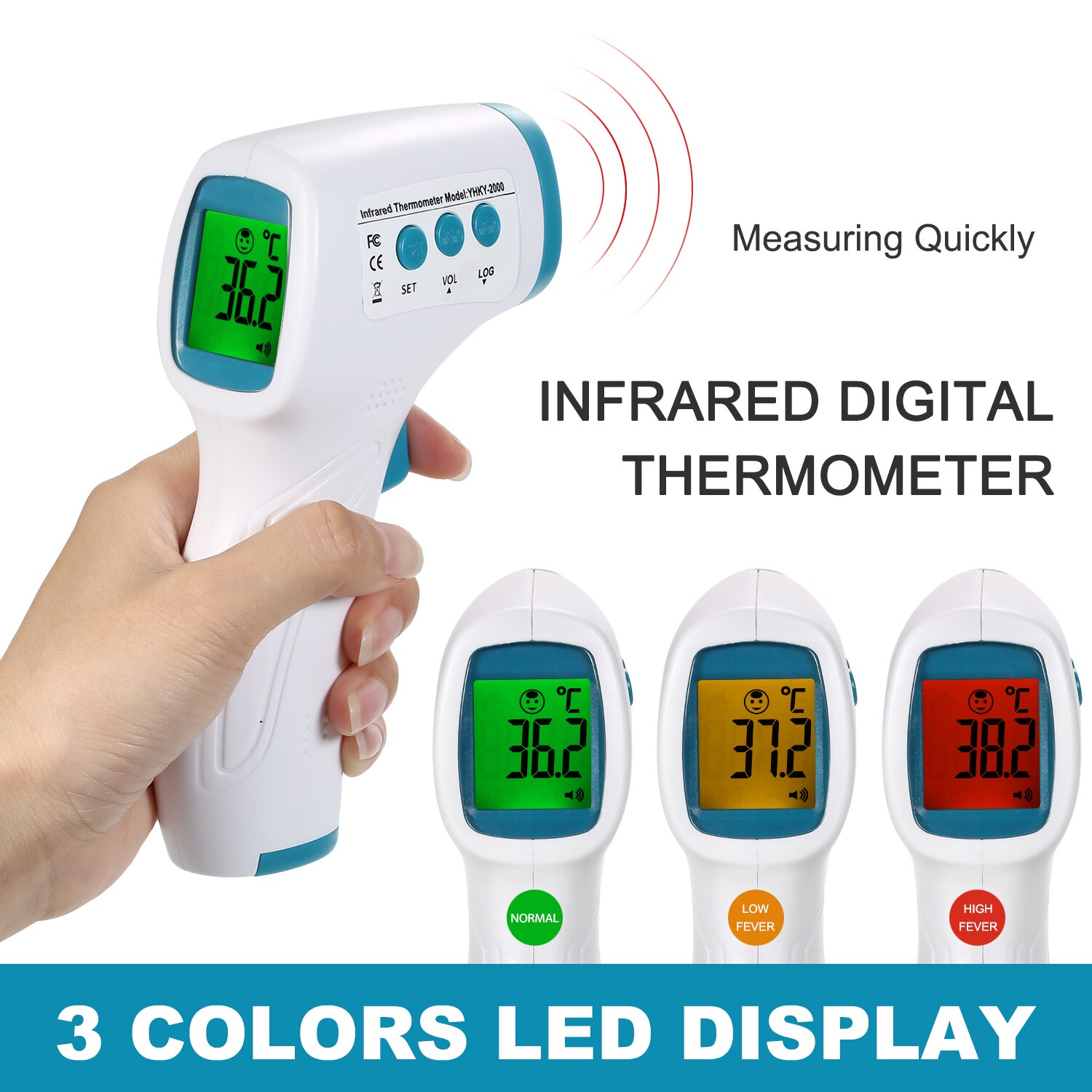 VIP Non-contact Infrafred Thermometer Forehead Ear Thermometer 0.5s Fast Reading Beep Alarm LCD Display 3-color Backlight: color 3