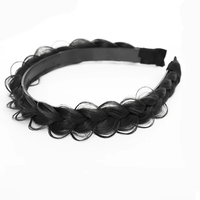Diademas de peluca de giro ancho para mujer, trenzas anchas de espina de pescado, diademas hechas a mano, aro para la cabeza, accesorios para el cabello,: Oro