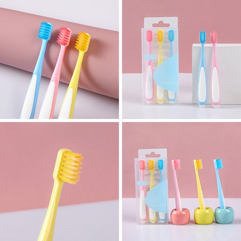 3Pcs Tandenborstel Effen Kleur Tandenborstel Golvend Super Soft Dental Oral Care Schoon Haren Soft Dental Oral Care Tools