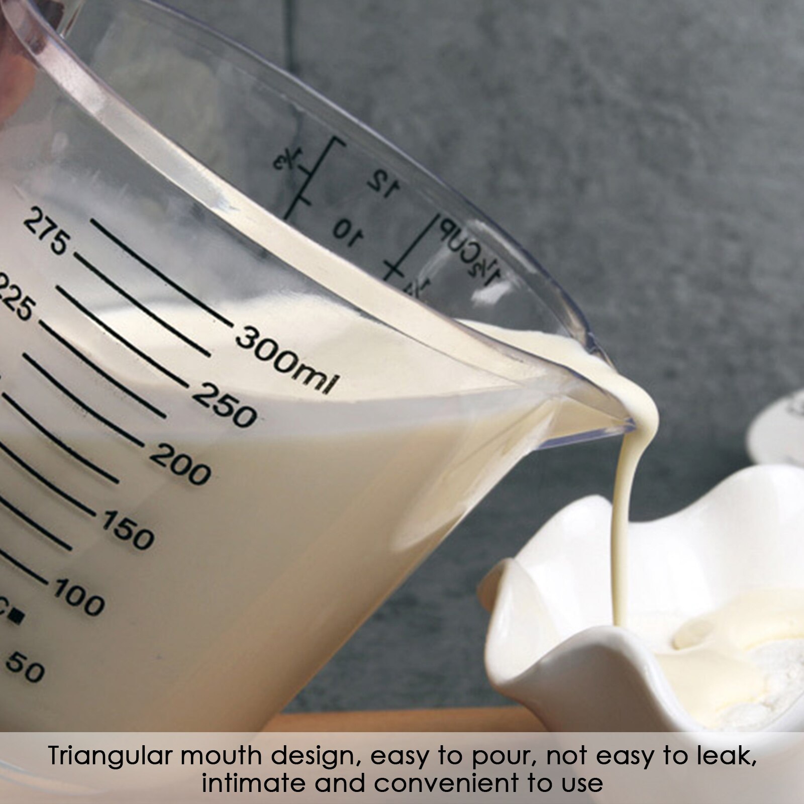 Tasse à mesurer en plastique Borosilicate de 300ML, verre gradué avec poignée, résistant à la chaleur, outils de mesure du vin, du lait