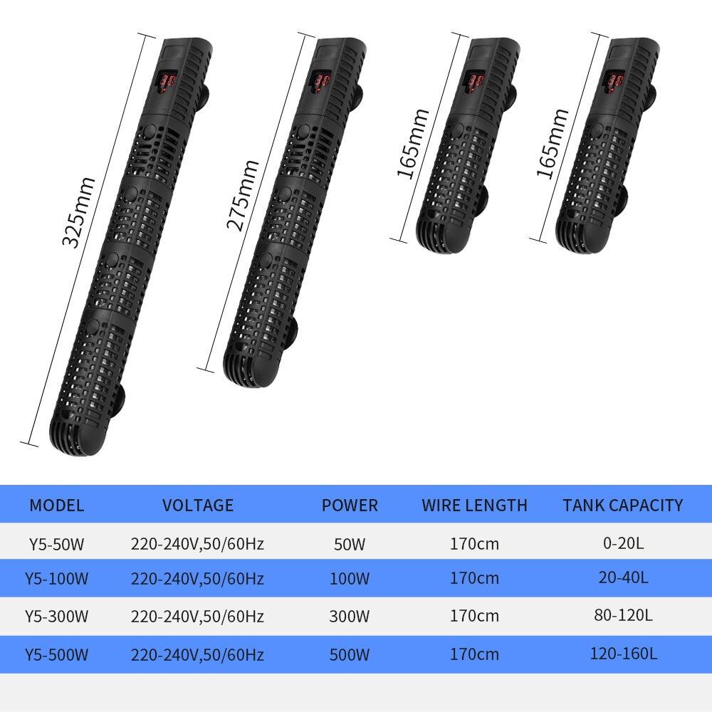 Heating Rod Heating Rod with Protective Shell Digital Temperature Display Temperature Adjustable Automatic Constant Temperature