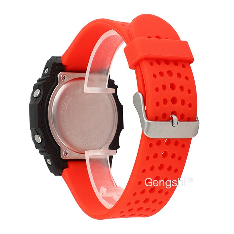 16mm silikone urrem, der passer til casio g shock aw -590 591 awg -m100a m100b awg -m100 g-7700 awg -100 awg -101: Rød