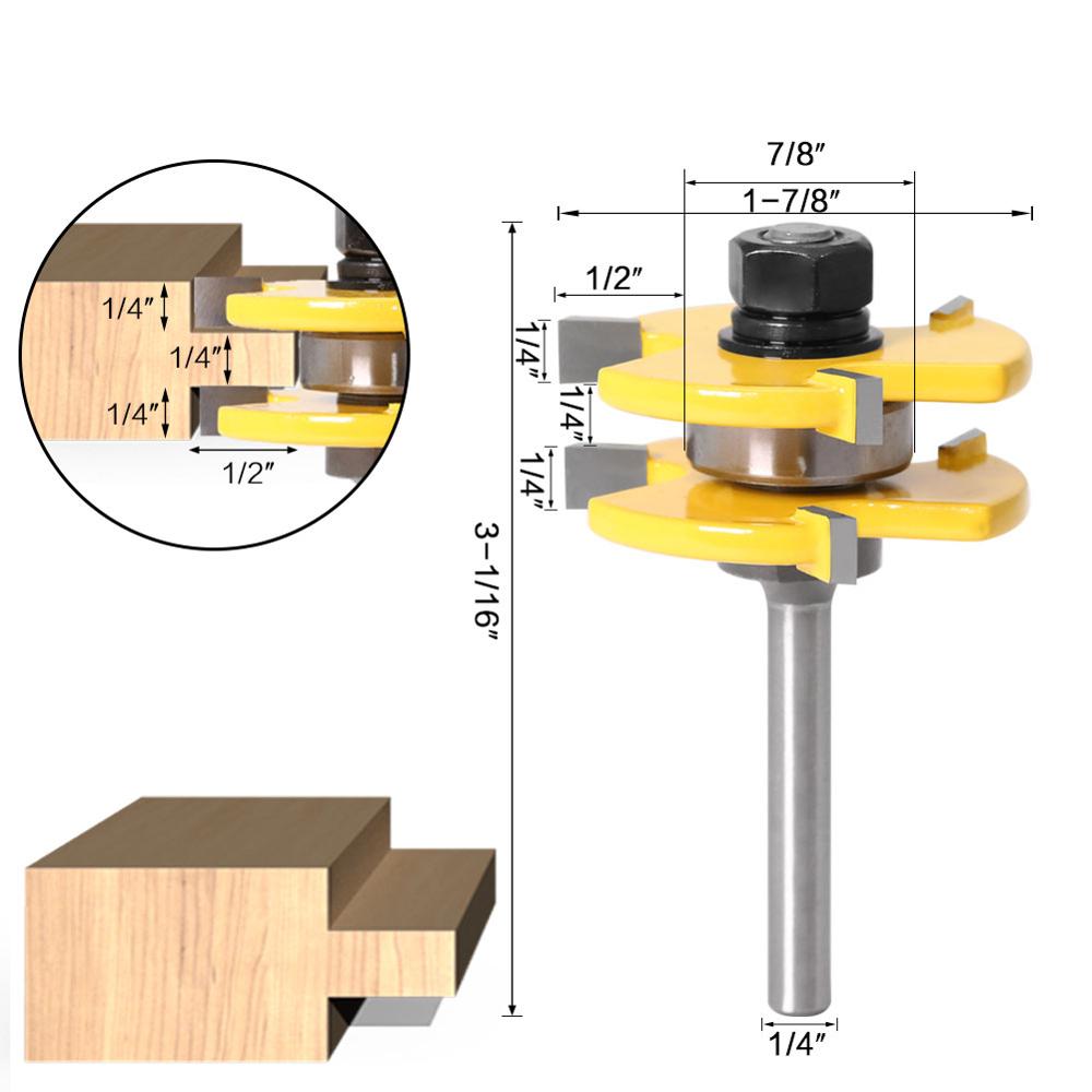 3 pc 6mm 1/4 Shank Tongue &amp; Groove Joint Assembly Router Bit 1Pc 45 Degree Lock Miter Route bit woodworking tools