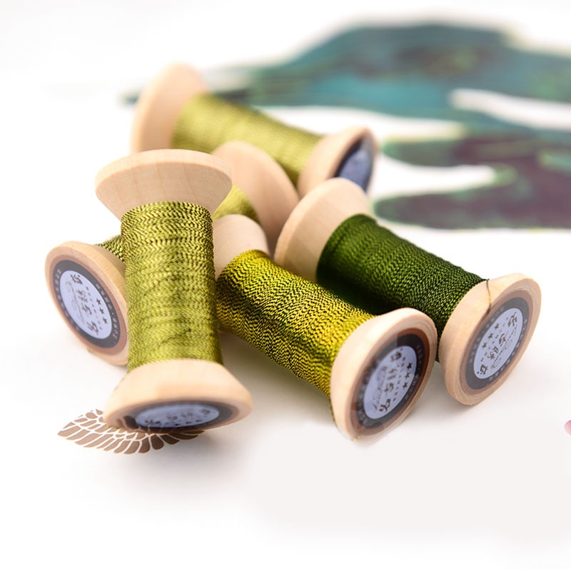 Olive green series of Gold Line/French embroidery thread/embroidery spool/colorful gold embroidery thread /50 meters/roll