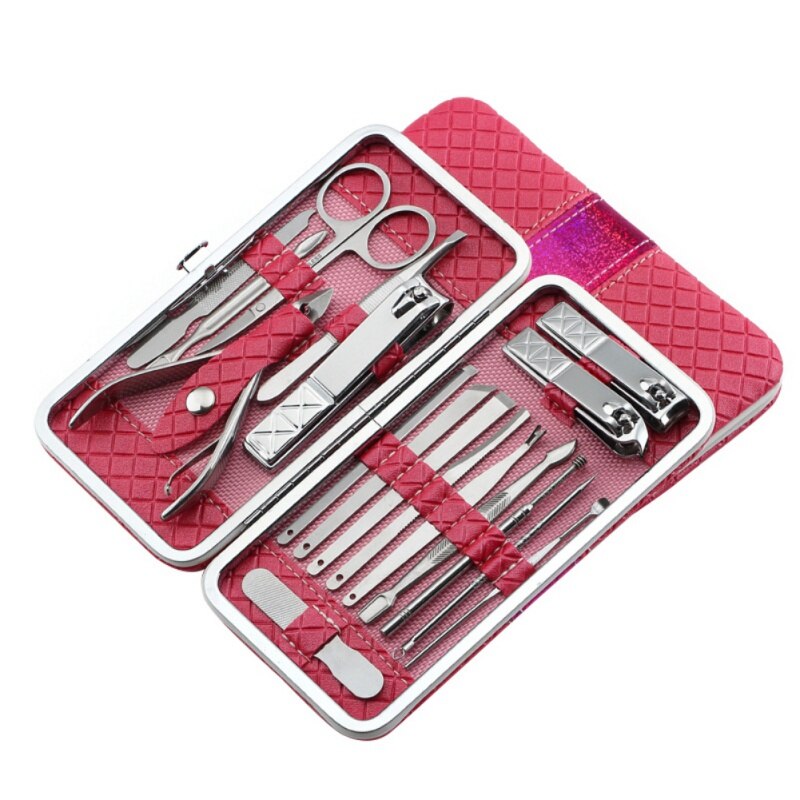 18 Pcs Nail cutter Set Nail Clipper Set bag Stainless Steel Manicure Pedicure Tool Nail Clipper Kit Set Luxurious Case free ship