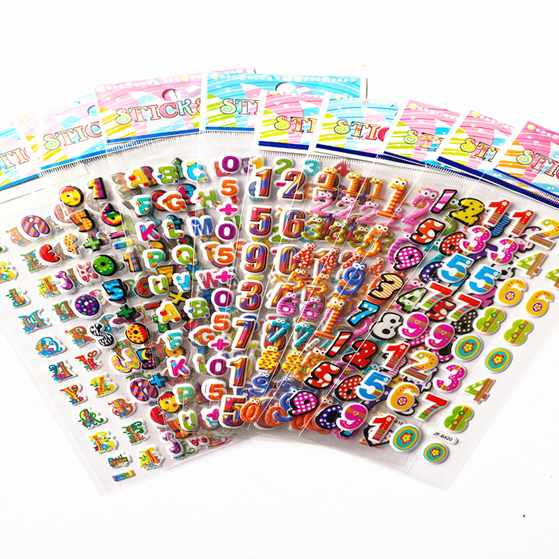 Children Bubble Stickers Cartoon Stickers Animals Fruits Fluffy Stationery Stickers Boys Girls Birthday TMZ
