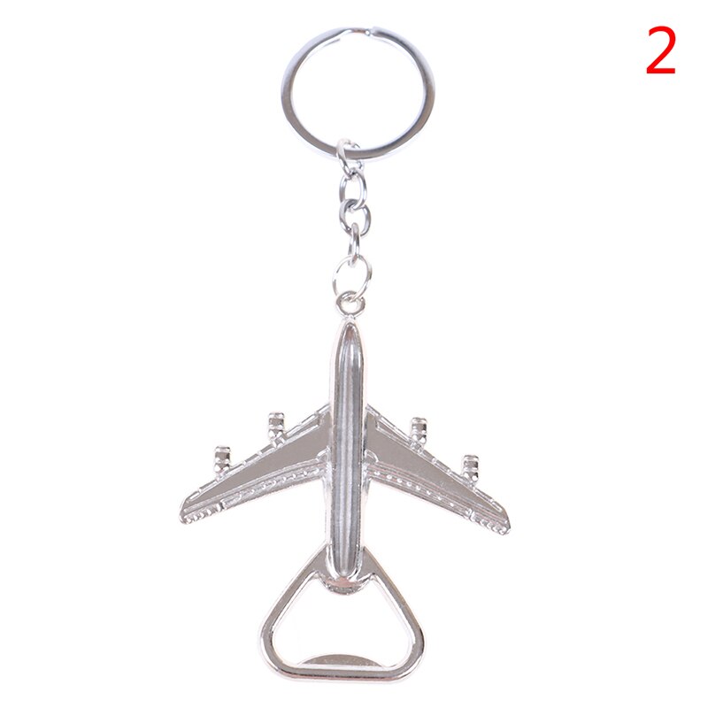 1pc criativo abridor de garrafa chaveiro modelo de metal aeronaves avião pingente porta-chaves do carro titular: 2