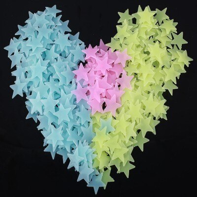 Étoiles autocollantes phosphorescentes, peinture phosphorescente, pour chambre d&#39;enfant, 100: 100pcs Mixed color