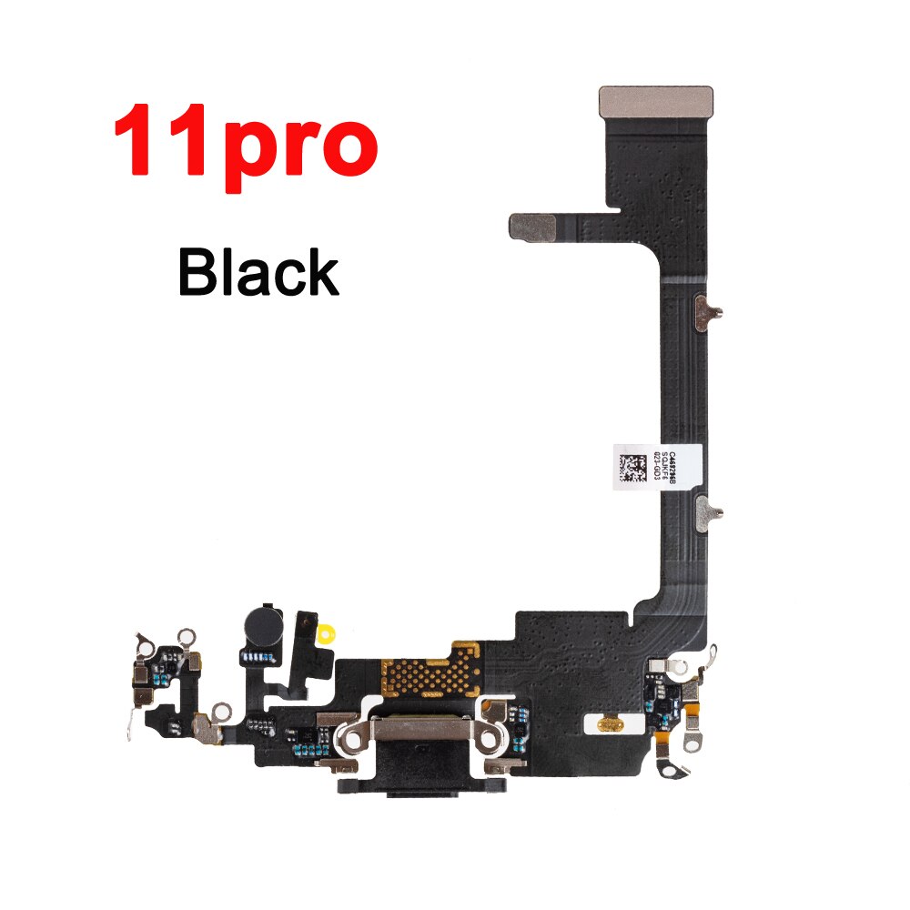 1Pcs USB Charger Port Dock Connector Charging Flex Cable For iPhone 11 pro Replacement Parts: Black