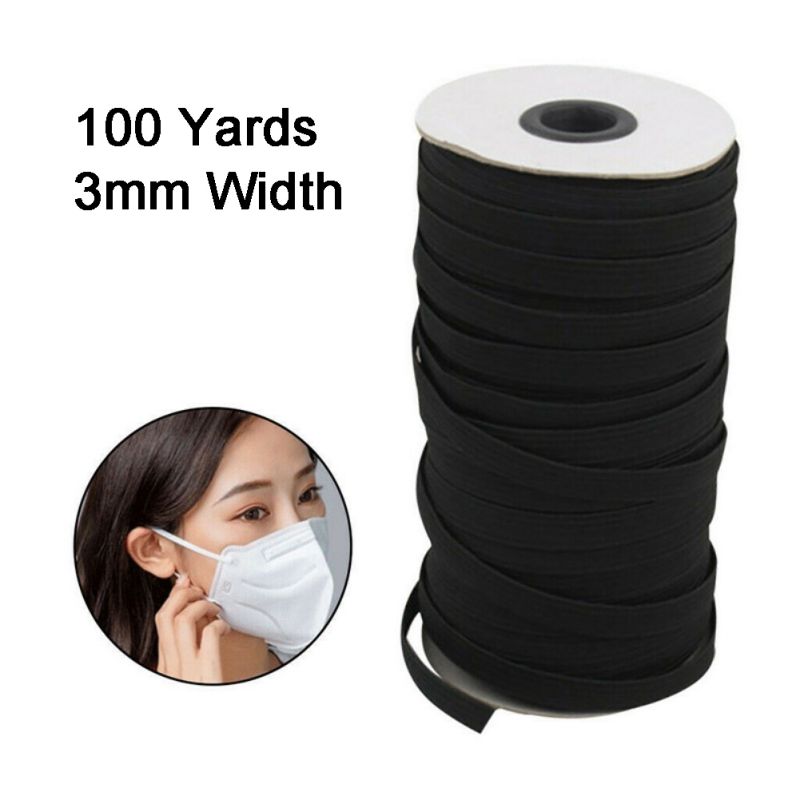 100 yards längd gör det själv flätat elastiskt band sladdstickat syband 1/8 1/6 1/4in 3mm/4mm/5mm/6mm bredd vita svarta elastiska band