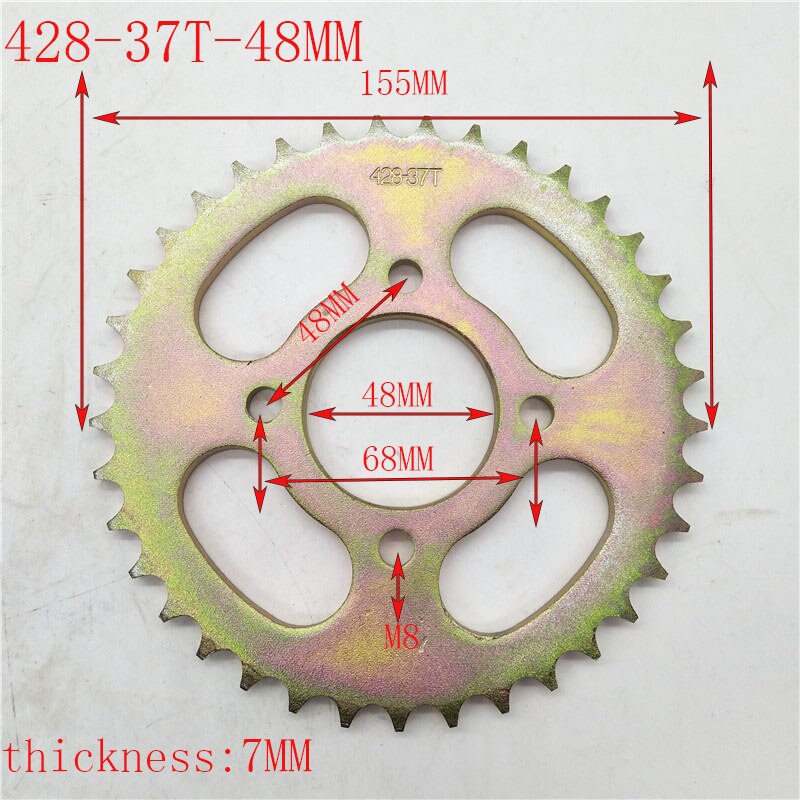 420 428 37T 48T Tooth 48mm Rear Chain Sprocket fit ATV Quad Pit Dirt Bike Buggy Go Kart Motorcycle: 428-37T-48MM
