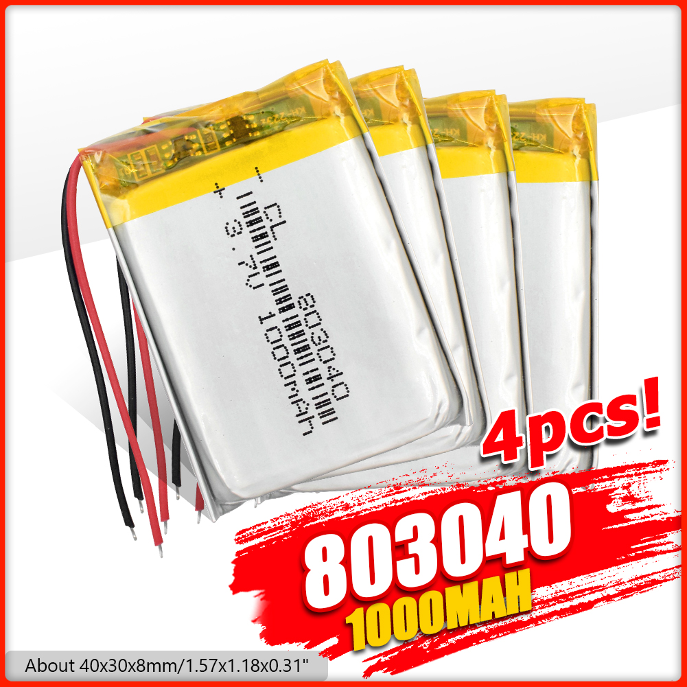 803040 3,7 V 1000mAh Lipo batería de repuesto de litio li-po batería recargable para Altavoz Bluetooth PDA