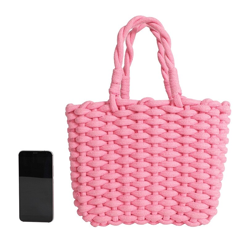 Zomer Dames Tas Dames Messenger Bag Roze Wilde Geweven Schoudertas Handtas