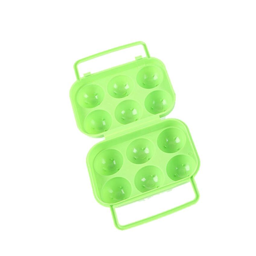 Draagbare 6 Eieren Plastic Container Houder Vouwen Ei Opbergdoos Handvat Case Keuken tool #40: Green