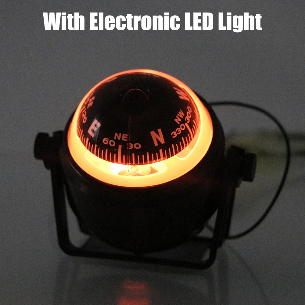 12V Nautical Compass Navigation Positioning Waterproof LC550 Boat Compass With Electronic LED Light 360°rotating