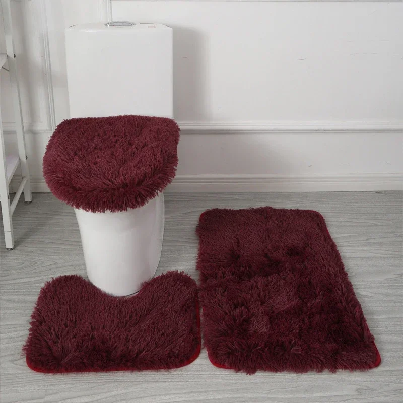 Anti-slip Bathroom Mat Set Luxurious 3-piece Bathroom Rug Set with Non-slip Backing Super Soft Microfiber for Toilet for Modern: VIOLET/紫罗兰